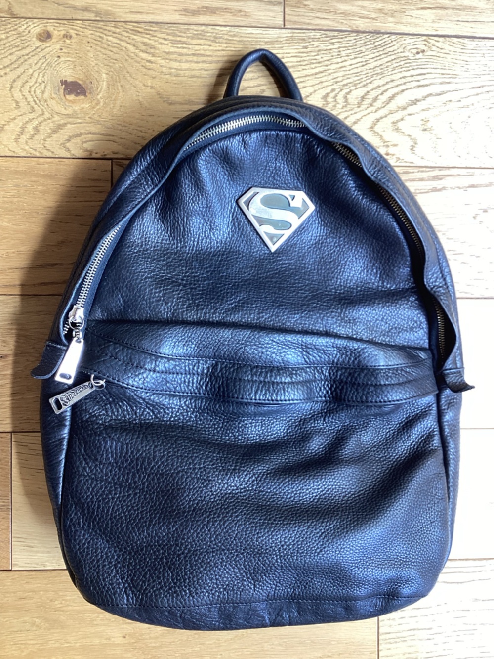 Warner Brothers DC Superman Black Leather Backpack 1990’s